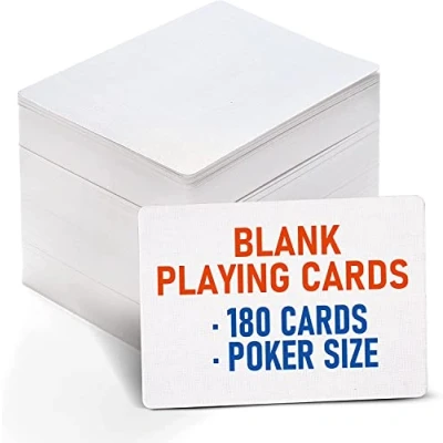 Bild av LotFancy tomma spelkort att designa själv 180 stycken vita spelkort, inlärningskort ordförråd, textkort gör det presentkort pokerstorlek (matt finish)
