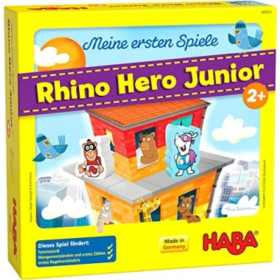 Bild av HABA 305912 Mina första spel Rhino Hero Junior, från 2 år, tillverkad i Tyskland, färgglad