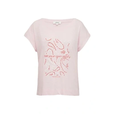 Bild av s.Oliver Relaxed Fit T shirt med tryck fram för casual outfit, ROSA, 40