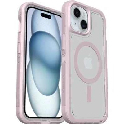 Bild av OtterBox Defender Series XT Clear MagSafe skal för Apple iPhone 16e, 15, 14, 13 med MagSafe, extra stöttåligt, fallsäkert,skyddande skal, testad till militärstandard x7, Klar/Lila