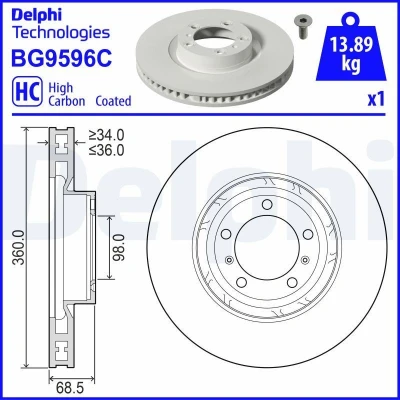 Bild av Bromsskiva DELPHI BG9596C