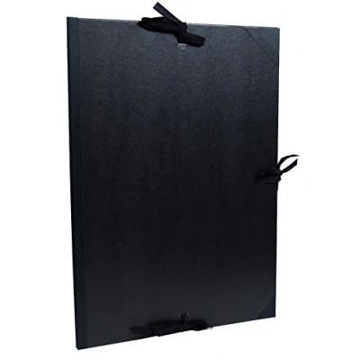 Bild av Clairefontaine Ref 38815C Kraft konstmapp 50 x 70 cm storlek, 3 band med klaffar, vitt pappersfoder, syrafri lämplig för transport av konstverk svart