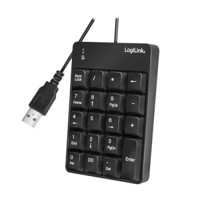 Bild av LogiLink ID0184 Numeriskt extra tangentbord med USB port LED aktivitetsdisplay, svart