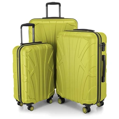 Bild av Suitline Koffer i 3 Größen, Vagnset Rollkoffer Hartschalen Reisekoffer (55 cm, 66 76 cm) Zwillingsrollen, 15 Verschiedene Farben, Ormbunke, SET OF 3, Bagageset