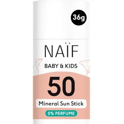 Bild av Naïf Stick mineralsolkräm för spädbarn och barn högt skydd vattentåligt vegan doftfri SPF50 36gr
