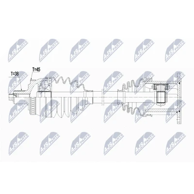 Bild av NTY NPW AU 029 Arbre de transmission Essieu Avant gauche 598 AUDI: A4 B7 Avant, Berline, B6