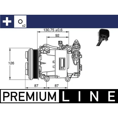 Bild av MAHLE ORIGINAL ACP 54 000P Compresseur de Climatisation 7VS16ic 12 PAG 46 YF R1234yf, R134a avec bague d&#039;étanchéité sans vis vidange d&#039;huile