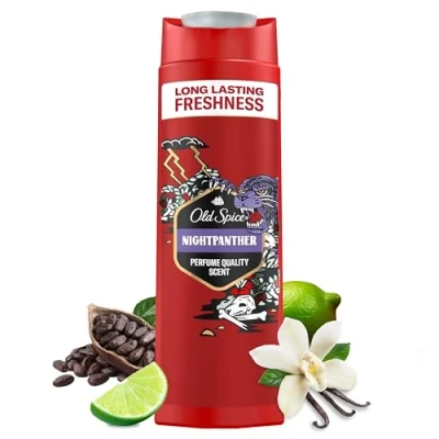 Bild av Gamla Spice Nightpanther 3 i 1 duschgel och schampo för män, 400 ml, långvarig, fräsch doft parfymkvalitet hår ansikte kropp