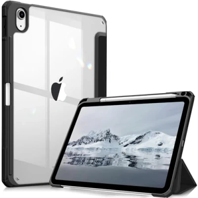Bild av Fintie Hybridfodral kompatibelt med iPad 10:e generationen 2022 (10,9 tum) [ultratunt] stöttåligt klart skydd inbyggd pennhållare, automatisk uppvakning/sömn, svart