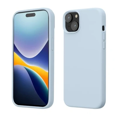 Bild av kwmobile Fodral kompatibelt med iPhone 15 Plus Tunt mobilskal i silikon Stötsäkert mjuk yta Ljusblå matt
