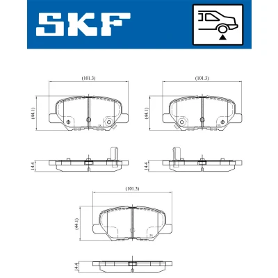 Bild av SKF VKBP 90253 A Jeu de plaquettes frein avec indicateur d&#039;usure MITSUBISHI: ASX SUV, OUTLANDER 3, Eclipse Cross, PEUGEOT: 4008 SUV