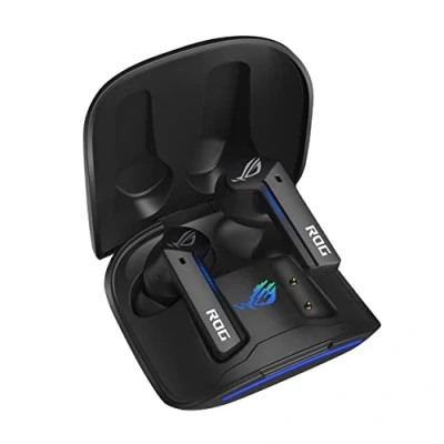 Bild av ASUS ROG Cetra True Wireless Trådlösa spelhörlurar med låg latensanslutning, ANC, upp till 27 timmars batteri tack vare det integrerade laddningsfodralet, IPX4 vattenbeständighet.