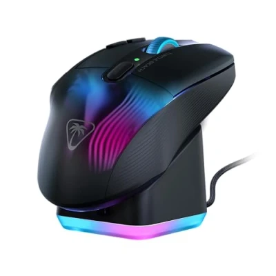 Bild av Turtle Beach Kone XP Air Trådlös, anpassningsbar och ergonomisk RGB spelmus, 19K DPI optisk sensor, 100 timmars batteri laddningsdocka, 29 programmerbara ingångar AIMO belysning Svart