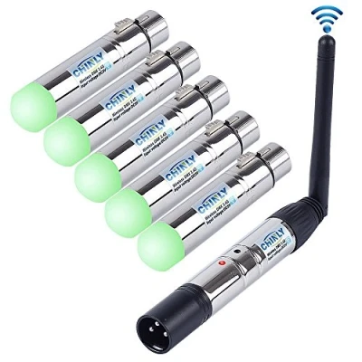 Bild av CHINLY 6 st DMX512 2,4G ISM trådlös XLR sändare/mottagare hane/kvinnlig LED ljusstyrning kort version för DJ scenbar festljus