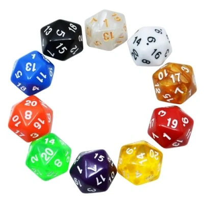Bild av SmartDealsPro 10 pack 20 sidig tärning D20 polyhedral för DND RPG MTG bordsspel (färg: 1)