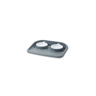 Bild av Savic Butler feeding station with rubberfeet 2x300 ml white/grey