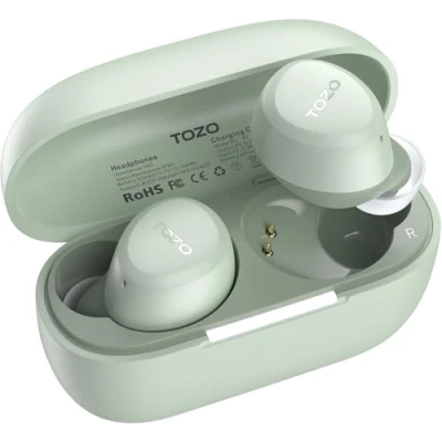 Bild av TOZO A1 2024 Nya uppgraderade trådlösa öronsnäckor, Bluetooth 5.3 in ear hörlurar Lätt vikt, stöd för APP EQ inställning, stereoljud Headset Längre uppspelning med laddningsfodral Vattentät, Grön