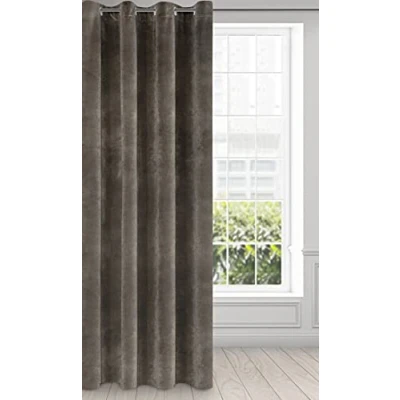 Bild av Eurofirany RIA Mörkläggningsgardin, Ogenomskinlig, Satänggardin med Öljetter 1st. Extra Lång Gardin, Elegant, Vanlig, Vardagsrum, Sovrum, Densitet 290 g/m², 140x250 cm, Grafit