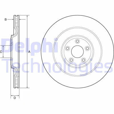 Bild av DELPHI BG9194C Disque de frein 376 26 5 ventilé revêtu non traité sans roulement roue, bague ABS JAGUAR: F Type Coupe, Cabriolet