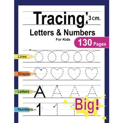 Bild av tracing letters and numbers for kids: 130 page handwriting practice books kids, Big letter preschoolers toddlers, Kindergarten, ... practice, line, shapes, &amp;