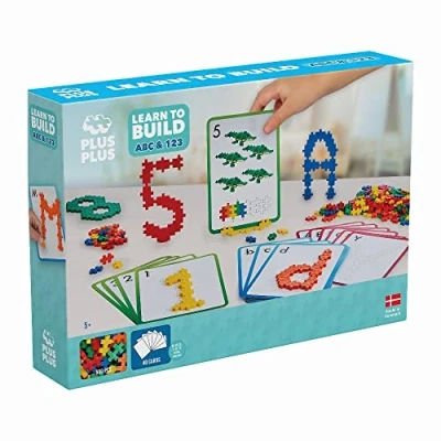 Bild av Plus Learn to Build ABC &amp; 123 600 bitar Kreativ lek, Byggklossar, Bygga, Utvecklande leksaker för barn, STEM, STEAM, Producerat i Danmark