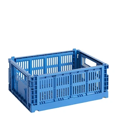 Bild av Hay Colour Crate Transportlåda M tillverkad av återvunnen polypropen i färgen elektrisk blå, mått: 34,5 cm x 26,5 14 cm, 541457