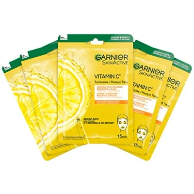 Bild av Garnier SkinActive 5 pack C vitamin tygmask återfuktar känslig hud, ger en riktig glöd effekt, 28 g