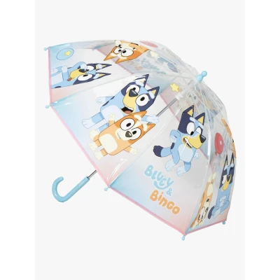 Bild av Poe Bubble Bluey Handparaply Transparent barnparaply med officiell design, manuell säkerhetsöppning och högskyddskupol för barn under regniga dagar, Blå, T45C:45 CM, Licensierad