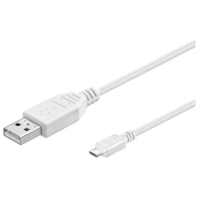 Bild av PremiumCord USB micro anslutningskabel 1 m, A kontakt till B kontakt, 2.0 höghastighets datakabel, 5 stift, 2 x skärmad, AWG28, färg vit, längd m