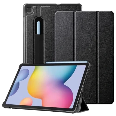 Bild av Fintie Fodral till Samsung Galaxy Tab S6 Lite 10,4 tum 2022/2020 (SM P610/P613/P615/P619) slimmat skal lätt trippelstativ skydd med S pennhållare, automatisk uppvakning/sömn, svart