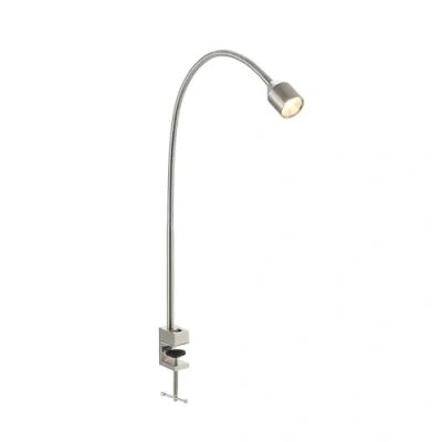 Bild av Lindby LED Klämlampa &#039;Hanilo&#039; (modern) i Grå av aluminium/grå zink för vardagsrum matsal (1 lamor, glödlampor ingår) Bordslampa, läslampa, sänglampa, sängbordslampa