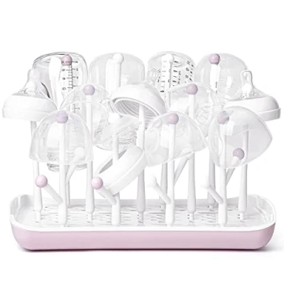 Bild av Termichy torrställ babyflaskor, droppställ flaskor torkställ för flaskor, grånappar, koppar och nappflaskor tillbehör, BPA fri, rosa