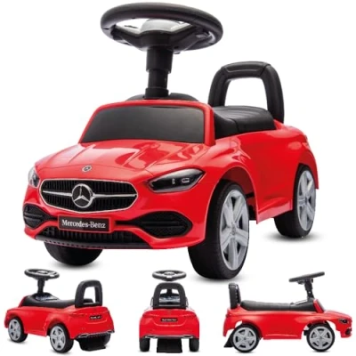 Bild av sun baby Första Bil Mercedes C Class, Sparkbil från 12 månader med ljudratt, förvaringsfack, tippskydd (Röd)