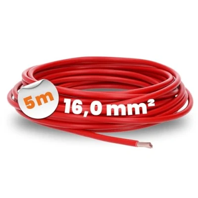 Bild av 5 meter lapp 4520046 H07V K 16,0 mm² röd I ledningsledning flexibel kabel PVC enkel laddare tråd 16 mm 2 ledningar