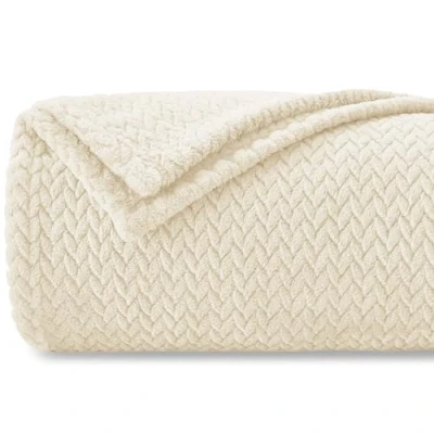 Bild av Täcke Pläd Fleece, Sofftäcke 220 x 240 cm Flanelltäcke Certifierat enligt Oeko TEX®, Mjukt och lätt, Plysch, För säng, soffa, resor, camping, Beige