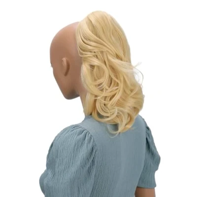 Bild av CAISHA 30cm Hårstycke Fläta Hästsvans Hårförlängning Voluminös Vågig Ljusblond Gulaktig H132