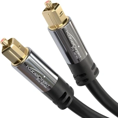 Bild av KabelDirekt 10m optisk digital ljudkabel/TOSLINK kabel (TOSLINK till TOSLINK, fiberoptisk kabel, för Home Theater, PS4, XBOX) PRO serien