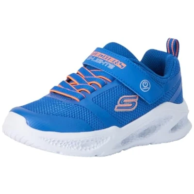 Bild av Skechers träningsskor för pojkar, Blå textil/syntetisk/orange trim, 9.5 UK, textil syntetisk orange 27 EU