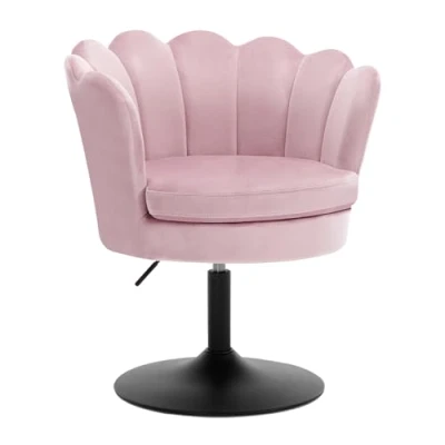 Bild av WOLTU Sminkstol, kökspall, blomformad sits fåtölj, 360 svängbar stol, sammet stol för sovrum, vardagsrum, justerbar höjd 4355 cm, rosa, BH420rs 1