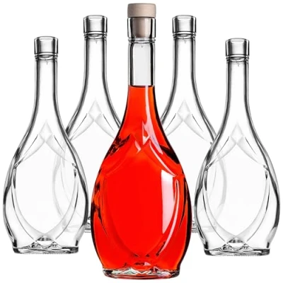 Bild av KADAX tomma glasflaskor 500 ml, 5 stycken, likörflaskor med kork, flaskor för att fylla likör, vin och sprit, dekorativa flaskor, vinflaskor av glas