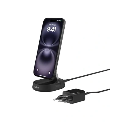 Bild av Belkin BoostCharge Pro 15W omvandlingsbart magnetiskt laddningsställ, MagSafe kompatibel snabb trådlös Qi2 laddare, magnetisk induktiv laddare för Apple iPhone 15, 14, AirPods Svart