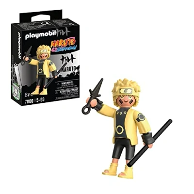 Bild av PLAYMOBIL Naruto 71100 Rikudou Sennin läge med en gul topp, svarta byxor och gula sandaler samt personal kunai, från 5 år