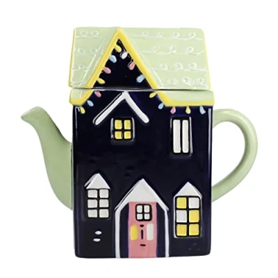 Bild av KitchenCraft The Nutcracker Collection keramisk tekanna hus, 1,2 L, presentask, KCXMNUTTPOT, marinblå