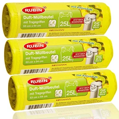 Bild av Rubin Doftpapperspåsar 25 liter (75 stycken) med bärhandtag diskret doftande 3 pack (3 x perfekt för hushålls och kontorshink