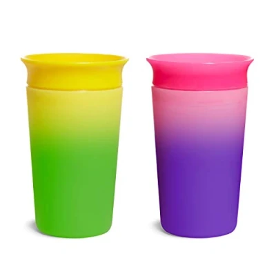 Bild av Munchkin Miracle 360 drickkopp för spädbarn och småbarn, BPA fri, med färgförändring, läckagesäker, diskmaskinssäker, barn från 12 månader, set om 2 gul/blå 266 ml