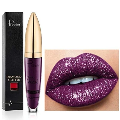 Bild av 18 färger Diamond Glitter Lipgloss Lipstick Flytande läppstift matt glans, läppglans långvarig non stick slät och bekväm (09)