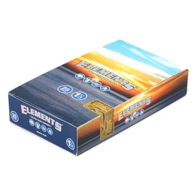 Bild av Elements 1 1/4 1,25 storlek ultra tunna ris cigarettpapper med magnetlås låda 25 förpackningar