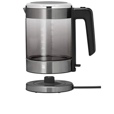 Bild av WMF Köksminis glas vattenkokare (1 900 watt, 1,0 l, trådlös, vattennivåindikator, kalkvattenfilter, automatiskt kokstopp) grafit