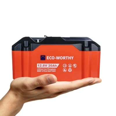 Bild av ECO WORTHY LiFePO4 litiumbatteri på 12 V, 20 Ah, uppladdningsbart med 3 00015 000 djupcykler och BMS skydd för trollingmotor, rullstol camping