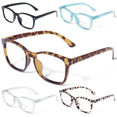 Bild av CCVOO 5 pack läsglas, blåljusblock för kvinnor/män, anti UV strål/glasläsare, mode, ögonglas med vårgångjärn (*C1 blandning, 4,50)